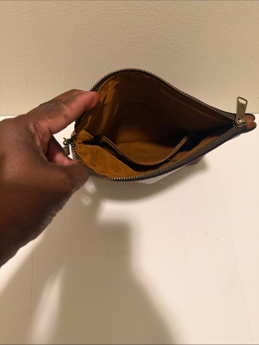 Patricia Nash Brown Leather Fold-Over Wristlet Clutch Pouch - Picture 6 of 8
